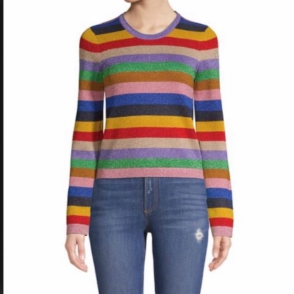 Alicia + Olivia Rhodes Striped Metallic Pullover